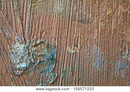 Oil Painting close up texture pallete knife storkes of brown yellow  gray and white color
