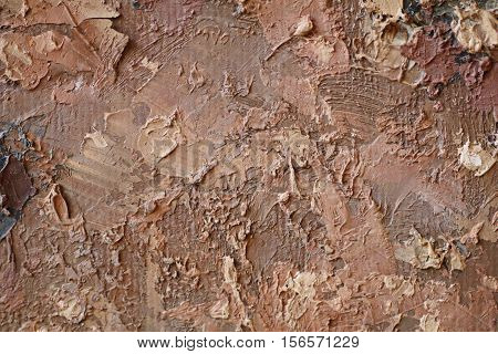 Oil Painting close up texture pallete knife storkes of brown yellow  gray and white color