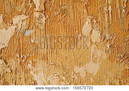 Oil Painting close up texture pallete knife storkes of brown yellow  gray and white color