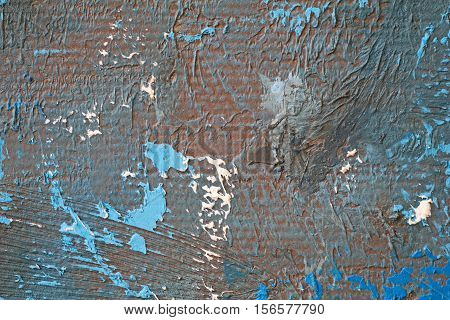 Oil Painting close up texture pallete knife storkes of blue and brown and white color