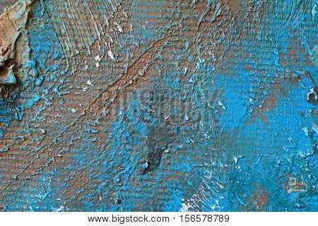 Oil Painting close up texture pallete knife storkes of blue and brown and white color