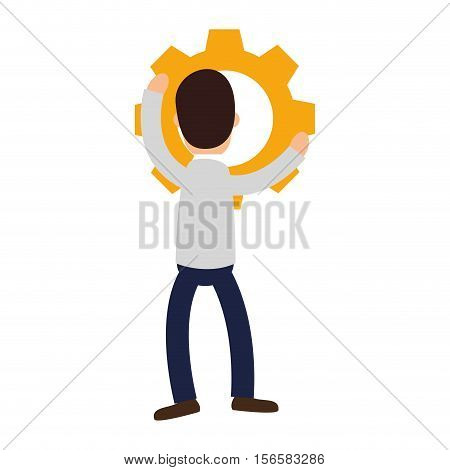 businessman character with gear vector illustration design