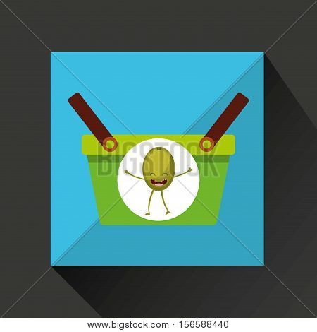 green basket market and oilve vector illustration eps 10