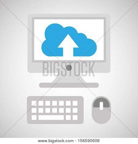 computer network desktop cloud upward vector illustration eps 10