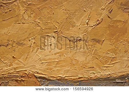 Oil Painting close up texture pallete knife storkes of warm brown yellow   and white color