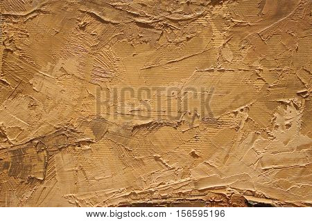 Oil Painting close up texture pallete knife storkes of warm brown yellow   and white color