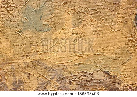 Oil Painting close up texture pallete knife storkes of warm brown yellow   and white color