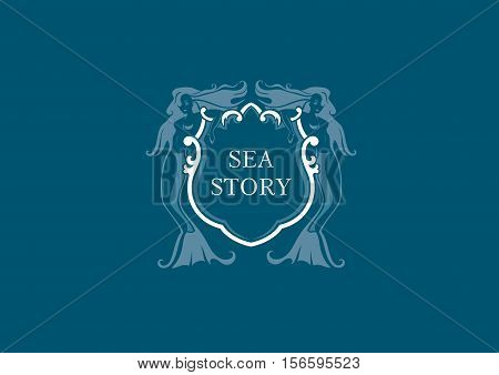Creative marine emblem, the mermaid round shield