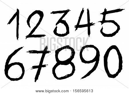 a hand draw scratch number set vector