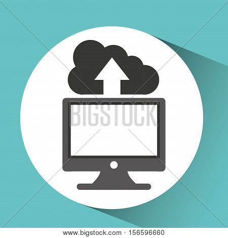 computer network desktop cloud upward vector illustration eps 10