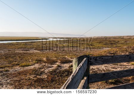 View from lookout point of the Tijuana River National Estuarine Research Reserve in San Diego, California.