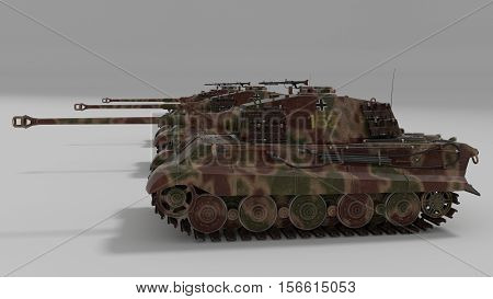 tank with camouflage in isolated space 3d render