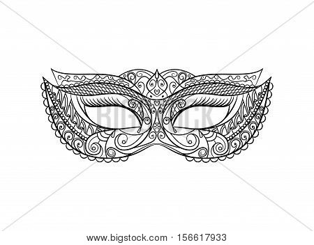 Masquerade Carnival Mask Thin Line Set Pixel Perfect Art. Material Design.. Vector illustration