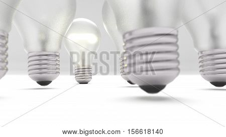 group of bulbs isolated in white 3d render