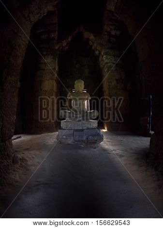 Statue of Jayavarman VII at Phimai historical park. Prasat Hin Phimai Nakhon ratchasima Thailand.