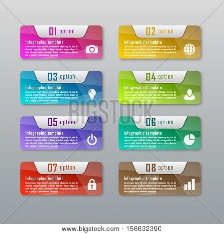 Infographic ( diagram, chart ) business concept with 8 options, parts, steps. Infographic design template and marketing icons