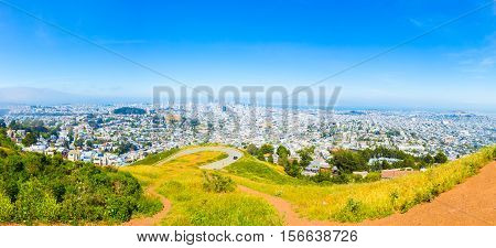 San Francisco Downtown Cityscape High Angle Day