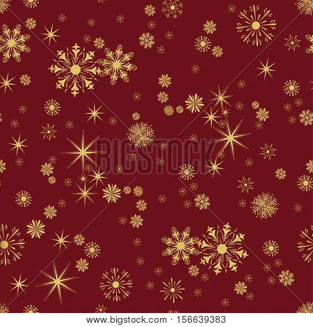 Vector Seamless Winter Pattern Background of Snowflakes