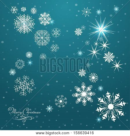 Vector Seamless Winter Pattern Background of Snowflakes