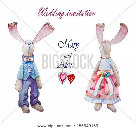 Cute bunny rabbit. Valentines day card. Valentines day card. Watercolor bunny rabbit illustration. Valentine heart. Greeting card for wedding day. Love you.