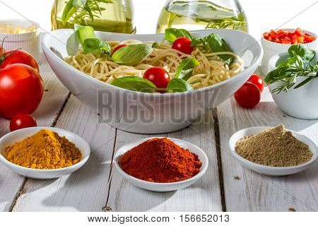 Preparations For The Dinner Of Italian Cuisine
