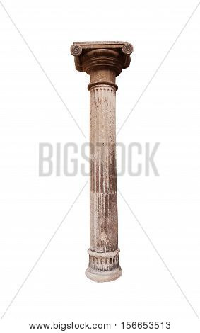 Ionic columns of the ancient period on a white background.