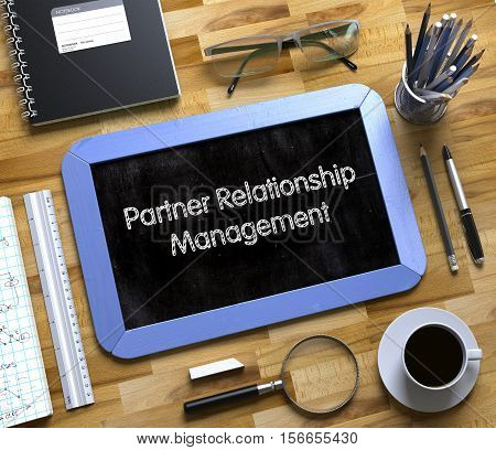 Partner Relationship Management on Small Chalkboard. Partner Relationship Management - Text on Small Chalkboard.3d Rendering.