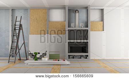 Renovation Of An Old House With Fireplace