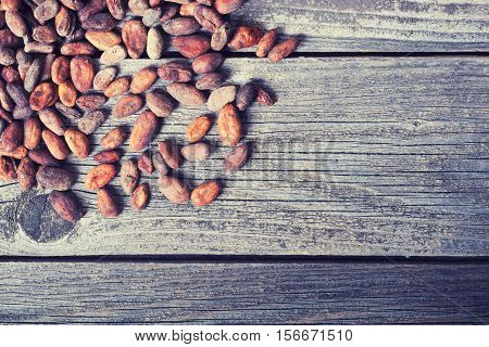 Cocoa beans . Ingredient for preparation chocolate