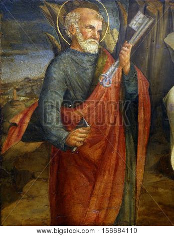 ZAGREB, CROATIA - DECEMBER 12: Lorenzo D'Alessandro: Saint Peter the Apostle exhibited at the Great Masters Renaissance in Croatia, opened December 12, 2011. in Zagreb, Croatia;
