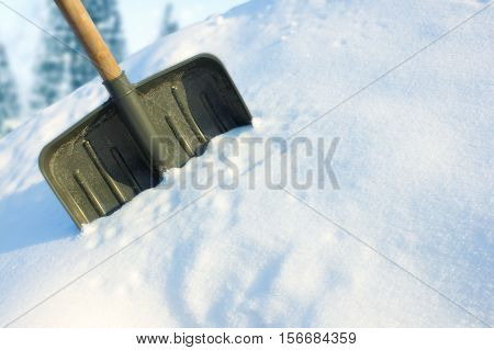 Shovel for snow removal. Stick a in a snowdrift