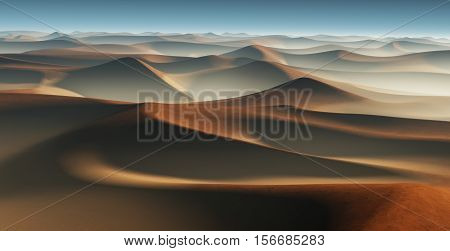 3D Fantasy desert landscape with great sand dunes