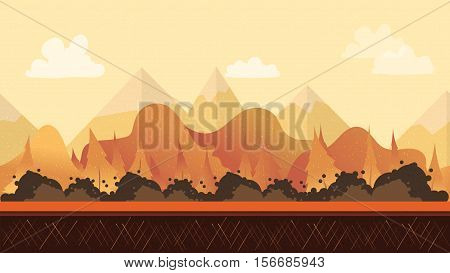Seamless cartoon nature landscape for games mobile applications and computers. Vector illustration for your design 1920x1080