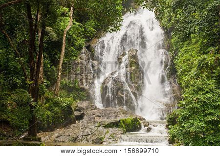 Pun Ya Ban Waterfall at Lamnam Kra Buri National Park in RanongThailand