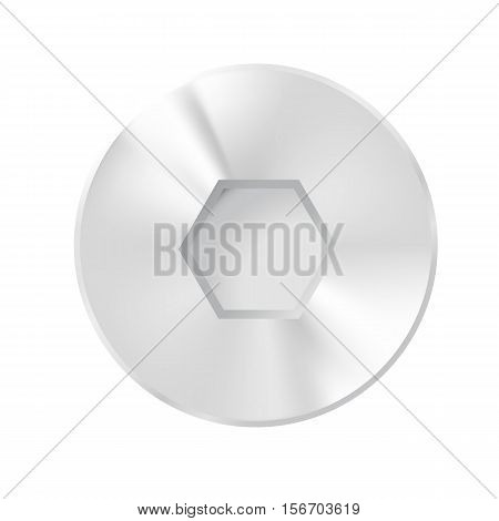 Vector illustration. Cap screws with hexagon flat glossy.