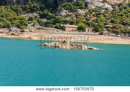 The artificial-scale Cuber reservoir in the Sierra de Tramuntana Mallorca Spain