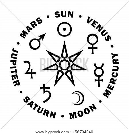 The Septener. The Ancient Star of Babylonian magicians. Seven classical planets of Astrology.