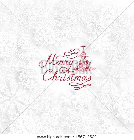 Christmas Holiday background with Christmas tree and Handwritten Lettering Merry Christmas. Merry Christmas greeting card degn