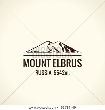 Mountain tourist vector logo. Emblem Mount adventures. Icon mount. Highest mountains in world. Elbrus