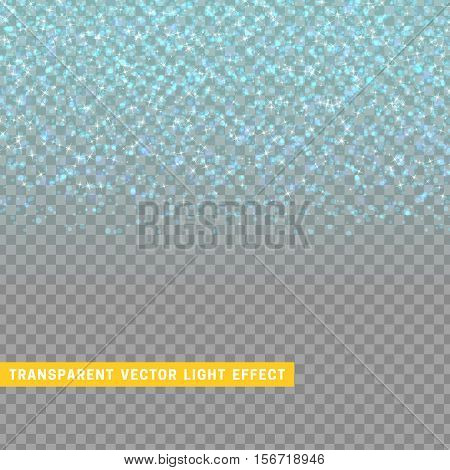 light effect blue texture glowing rain of confetti. Glitter particles shining stars. Christmas background Bright design element. Xmas decoration luxury greeting card
