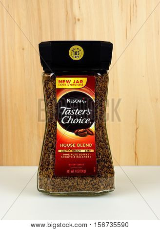 RIVER FALLS,WISCONSIN-NOVEMBER 15,2016: A jar of Taster's Choice instant coffee. Taster's Choice is a product of Nescafe.