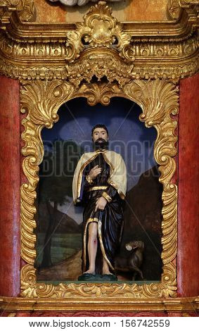 ZAGREB, CROATIA - MAY 16: Saint Roch on the main altar in chapel of Saint Roch, Croatia on May 16, 2016.
