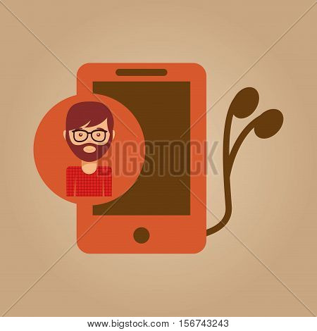 smartphone and headphones man hipster vector illustration eps 10