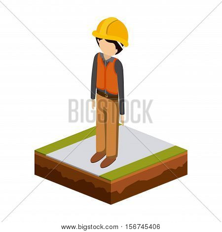 man of under construction icon. Isometric 3d structure and perspective theme. Isolated design. Vector illustration