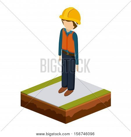 man of under construction icon. Isometric 3d structure and perspective theme. Isolated design. Vector illustration