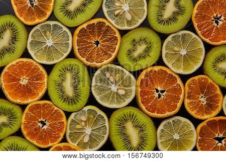 citrus close up as background on the black