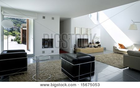 インテリア モダンなれんが造りの家