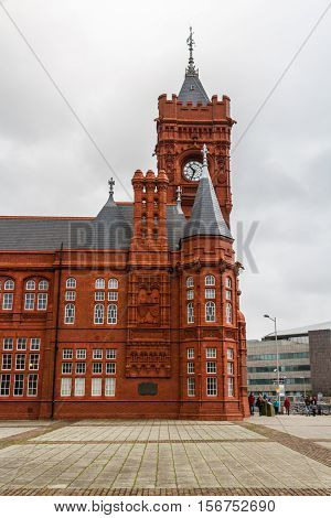 CARDIFF - NOVEMBER 12: Red Pierhead Building Cardiff Wales United kingdom November 12 2015 in Cardiff.