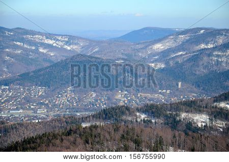 View of the Bielsko-Biala in Poland from Szyndzielnia