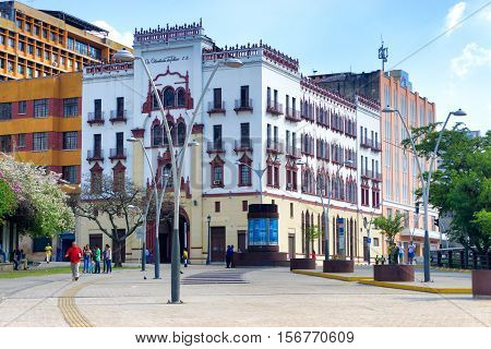 CALI COLOMBIA - JUNE 11: View of the Colombia tobacco building in the center of Cali Colombia on June 11 2016